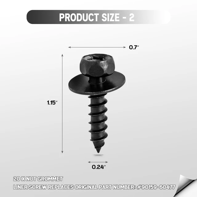Alt view image 4 of 7 - 101 PCS Engine Under Cover Fender Push Pin Rivets Compatible with Toyota | 90467-07201, Fit Toyota Lexus Camry Corolla, Plastic Fastener Retainer Clips with 90189-06193 Grommet 90159-60477 Bolt Kits
