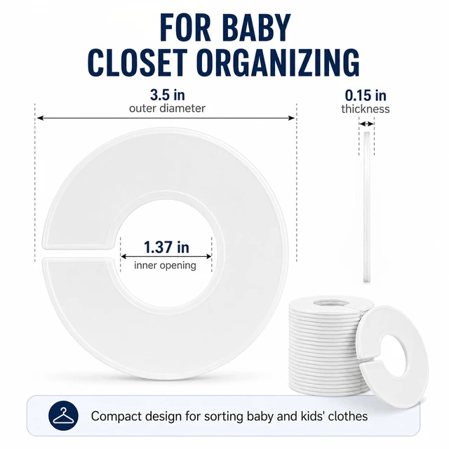 Alt view image 6 of 7 - 30 Baby Closet Dividers Durable - Home Closet Organizer & Storage | White Plastic Rack Dividers, Large Hanger Labels, Hanging Clothes Size Dividers, for Boutique Settings & Nursery Essentials