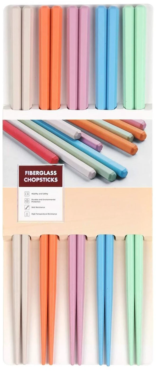 Main image of Colorful Fiberglass Chopsticks, Dishwasher Safe Chopstick, Reusable Non-slip Chop Sticks, 9 1/2 Inches, 5 Pairs