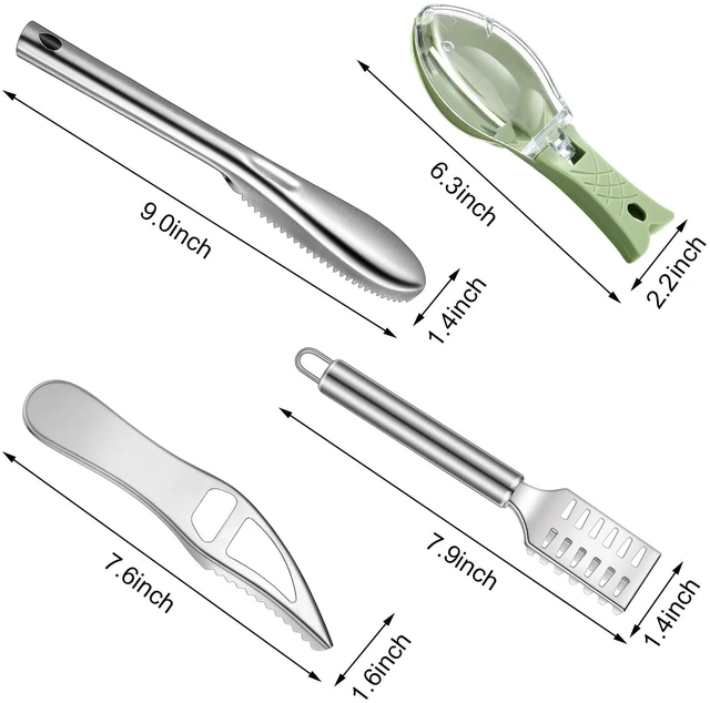 Alt view image 2 of 7 - 4 Pcs Stainless Steel Fish Scale Remover Scaler with Bottle Opener | Fish Skin Peeler, Descaler Cleaner, Stainless Steel Blade, 4 Pack Kitchen Fish Cleaning Tool