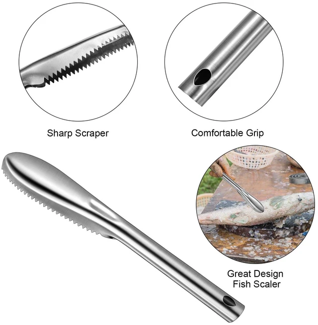 Alt view image 5 of 7 - 4 Pcs Stainless Steel Fish Scale Remover Scaler with Bottle Opener | Fish Skin Peeler, Descaler Cleaner, Stainless Steel Blade, 4 Pack Kitchen Fish Cleaning Tool