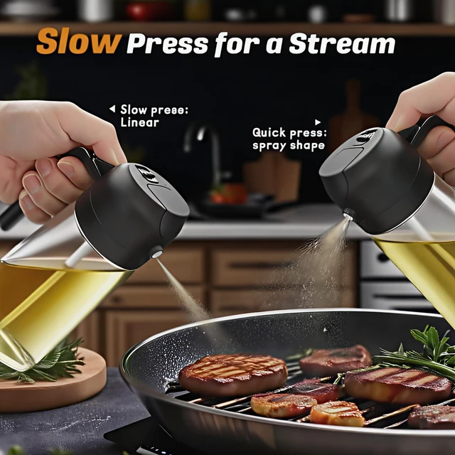 Alt view image 3 of 7 - 2 in 1 Oil Sprayer for Cooking, 16oz/470ml | Oil Dispenser for Kitchen Gadgets, Premium Food-Grade Oil Bottle, for Salad, Air Fryer, BBQ