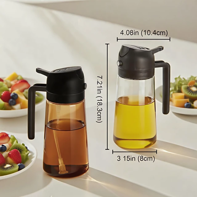 Alt view image 7 of 7 - 2 in 1 Oil Sprayer for Cooking, 16oz/470ml | Oil Dispenser for Kitchen Gadgets, Premium Food-Grade Oil Bottle, for Salad, Air Fryer, BBQ