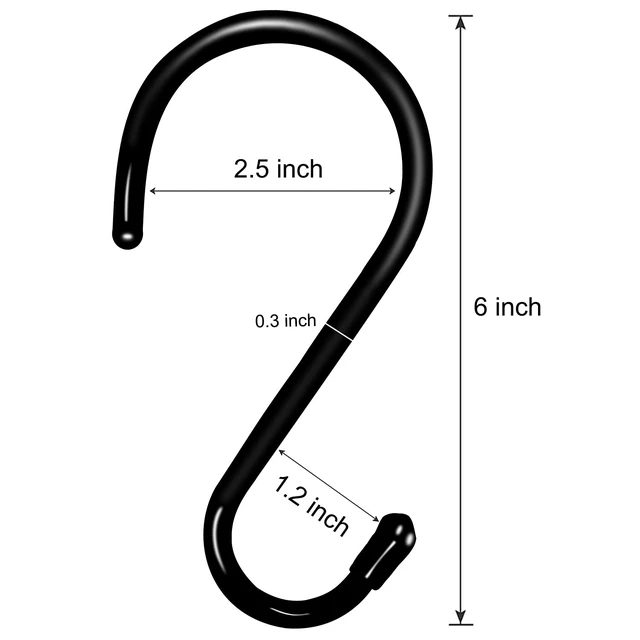 Alt view image 2 of 7 - 4 Pack Large S Hooks for Hanging Heavy Duty, 6 inch Non Slip Vinyl Coated Metal Closet S Hooks for Hanging Kitchen Utensil Pot Pan Cups Clothes Jeans Towels Hats Bags Plants (Black)