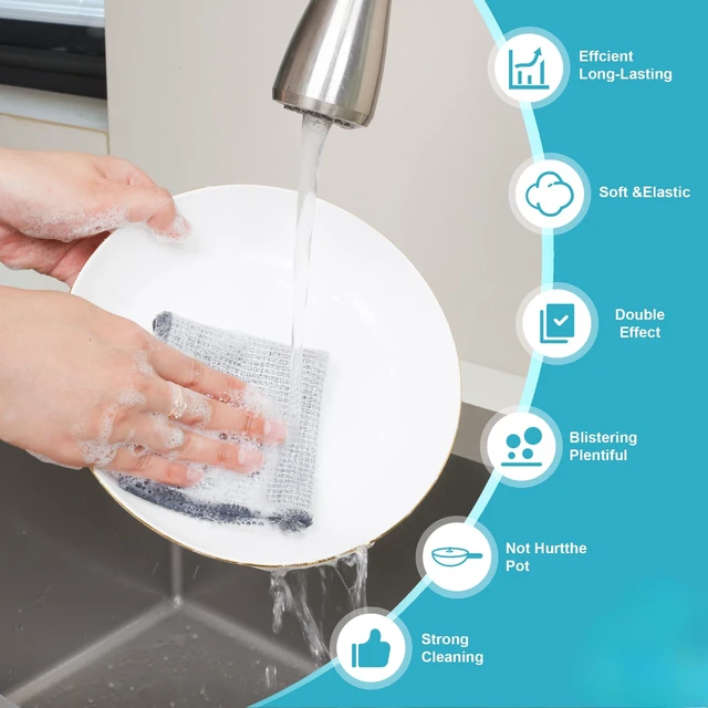 Alt view image 3 of 7 - 12pcs Upgrade 3-Layer Non-Scratch Steel Wool Dish Rags for Washing Dishes | Wet & Dry Clening, Effortlessly Strips Stuck-on Grime, Great for Cookware, Sinks, Dishes and Stove tops 7.87 x 7.87
