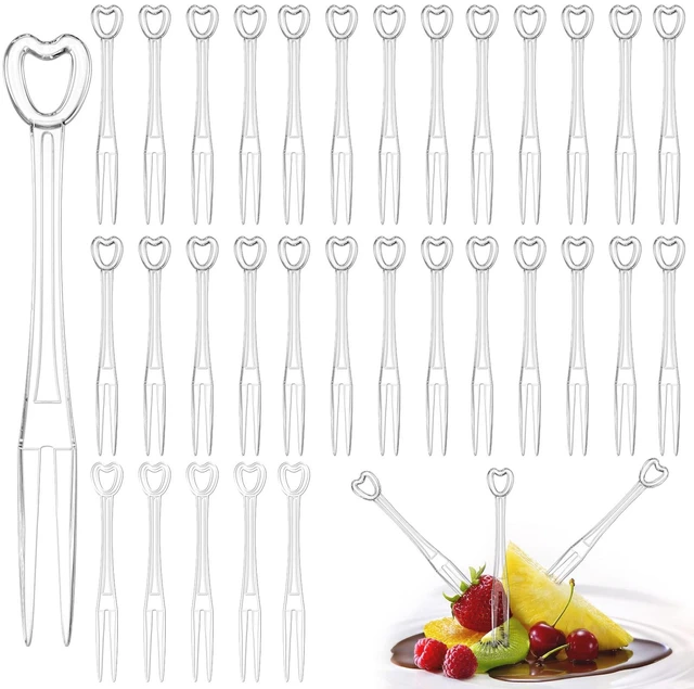 Main image of 300PCS Disposable Plastic Fruit Forks, Mini Cake Forks Tasting Appetizer Cocktail Forks Picks Small Dessert Food Picks Sticks