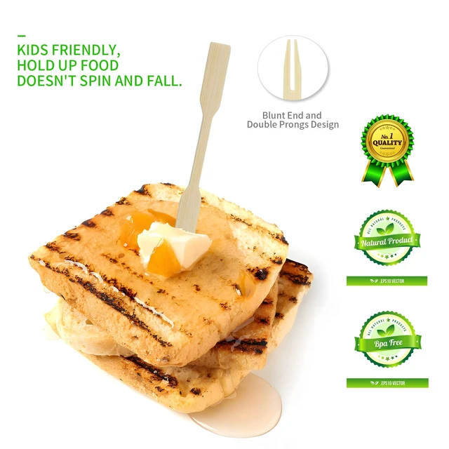 Alt view image 4 of 7 - Mini Bamboo Forks 3.5 Inches, Small Forks Dessert, Cocktail Forks, Double Prong Toothpicks for Appetizer, Disposable Wooden/Wood Food Picks for Charcuterie Board Accessories. 110 PCS