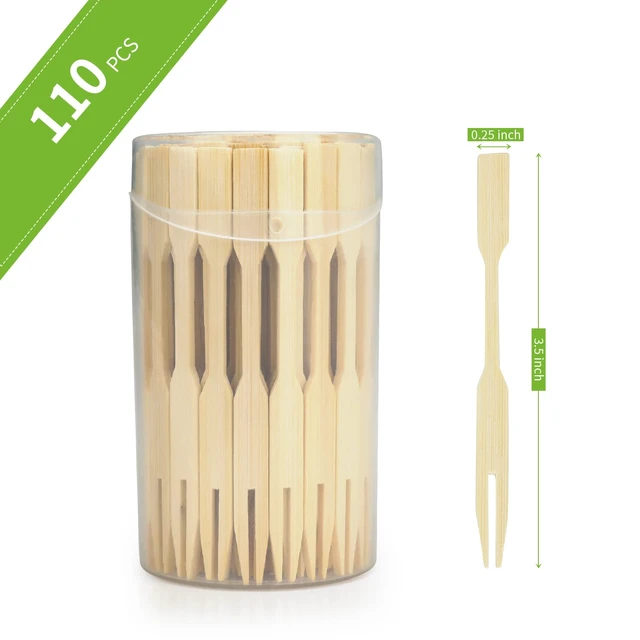 Alt view image 5 of 7 - Mini Bamboo Forks 3.5 Inches, Small Forks Dessert, Cocktail Forks, Double Prong Toothpicks for Appetizer, Disposable Wooden/Wood Food Picks for Charcuterie Board Accessories. 110 PCS