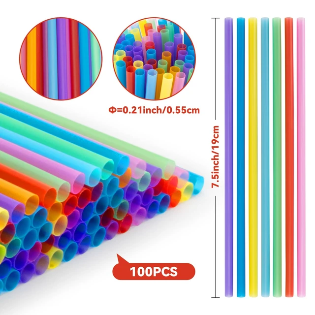 Alt view image 2 of 7 - 100PCS Colorful Plastic Straws Disposable for Party Drinks | Drinking Straws Bulk with Vibrant Colors for Birthday, Wedding, BBQ & Cocktail Drinks, 7.5 Inch