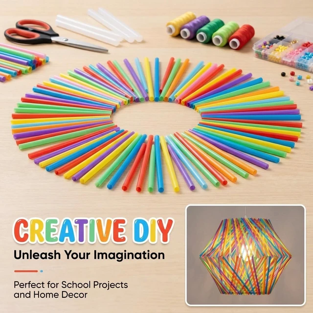 Alt view image 4 of 7 - 100PCS Colorful Plastic Straws Disposable for Party Drinks | Drinking Straws Bulk with Vibrant Colors for Birthday, Wedding, BBQ & Cocktail Drinks, 7.5 Inch