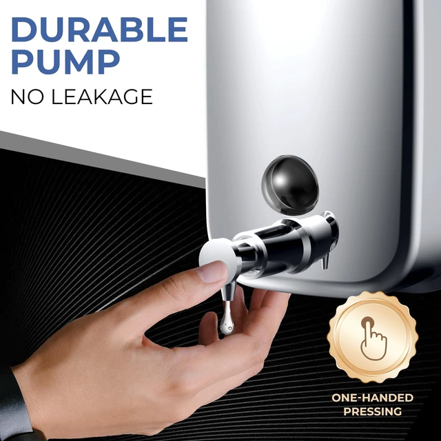 Alt view image 4 of 7 - Bertreno Commercial Soap Dispenser Wall Mount Stainless Steel Soap Dispensers Liquid Manual Anti-Leak Pump Hand Soap Dispenser for Bathroom Kitchen Silver (17 fl.oz./500ml)
