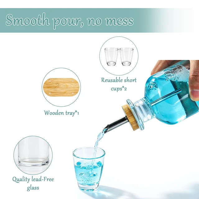 Alt view image 3 of 7 - 11.8OZ Glass Mouthwash Dispenser for Bathroom, Mouth Wash Container Bottle | VEGEVIGI Mouth Wash Dispensers, MouthWash Holder Decanter for Kids and Adults
