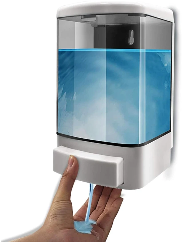 Main image of Soap Dispenser Wall Mount, 33.8oz/1000ml Commercial Hand Soap Dispenser, Manual Kitchen Soap Dispenser for Kitchen/Bathroom/Hotel, Liquid Containers Shampoo Plastic