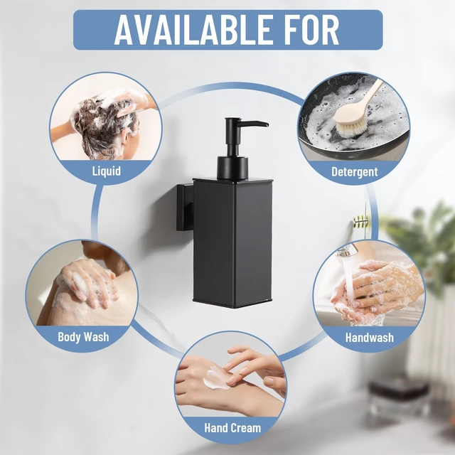 Alt view image 2 of 6 - BGL Matte Black Soap Dispenser Wall Mounted for Bathroom