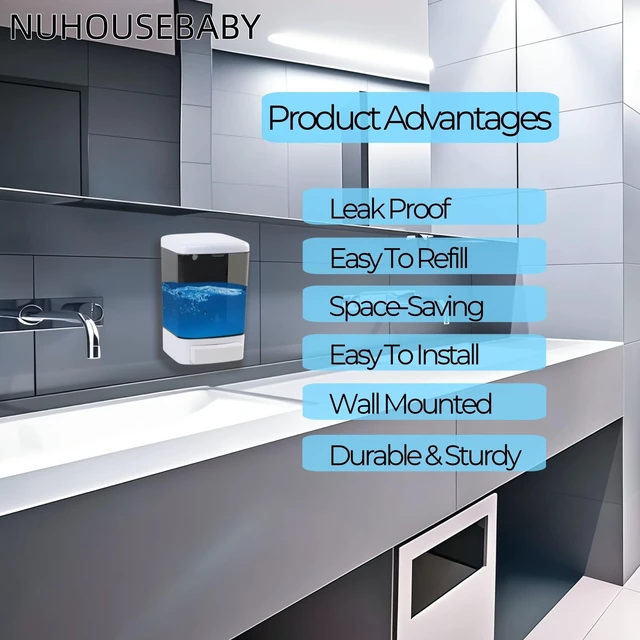 Alt view image 2 of 7 - Manual Soap Dispenser Wall Mounted 33.8oz Bathroom Commercial | Durable ABS,Leak-proof,Rustproof.Big Capacity.Easy Install & Refill,Suitable Various Locations & Liquids.1000ML