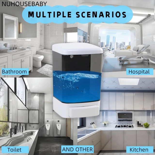 Alt view image 3 of 7 - Manual Soap Dispenser Wall Mounted 33.8oz Bathroom Commercial | Durable ABS,Leak-proof,Rustproof.Big Capacity.Easy Install & Refill,Suitable Various Locations & Liquids.1000ML