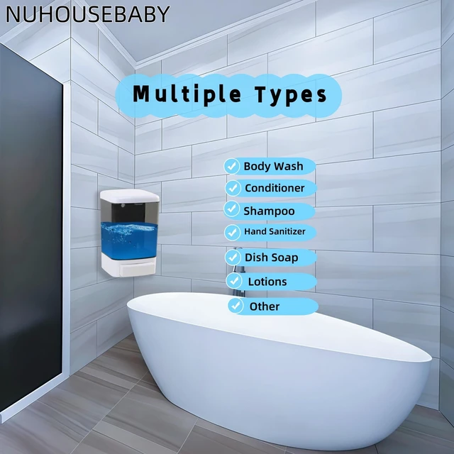 Alt view image 4 of 7 - Manual Soap Dispenser Wall Mounted 33.8oz Bathroom Commercial | Durable ABS,Leak-proof,Rustproof.Big Capacity.Easy Install & Refill,Suitable Various Locations & Liquids.1000ML