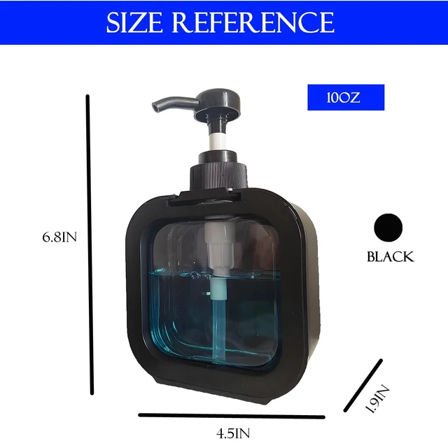 Alt view image 5 of 6 - Hand Soap Dispenser Bathroom, Shower Soap Dispenser Wall Mounted, Dish Dispenser for Kitchen, Shampoo and Conditioner Dispenser with Pump and Labels (Black)