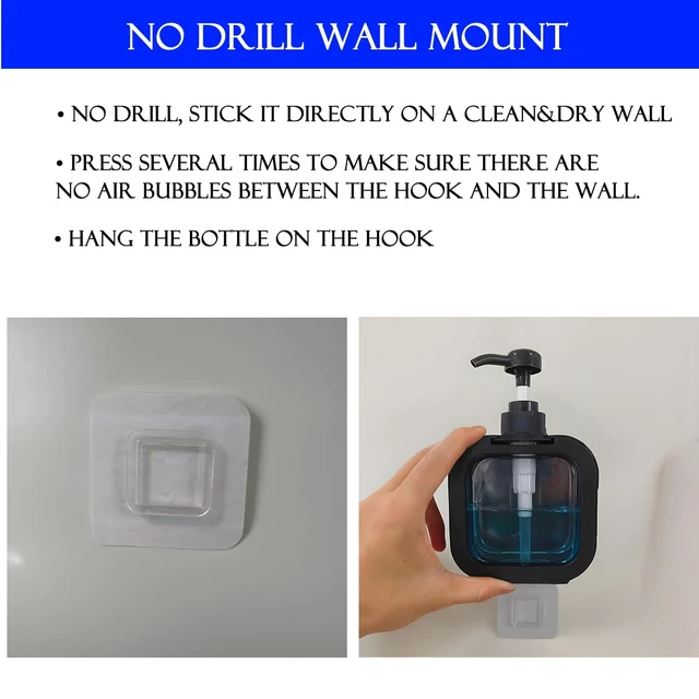 Alt view image 4 of 6 - Hand Soap Dispenser Bathroom, Shower Soap Dispenser Wall Mounted, Dish Dispenser for Kitchen, Shampoo and Conditioner Dispenser with Pump and Labels (Black)