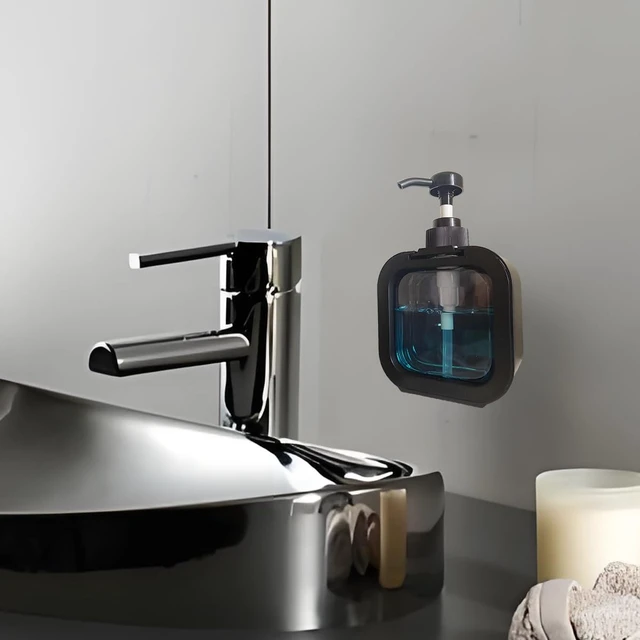 Alt view image 2 of 6 - Hand Soap Dispenser Bathroom, Shower Soap Dispenser Wall Mounted, Dish Dispenser for Kitchen, Shampoo and Conditioner Dispenser with Pump and Labels (Black)