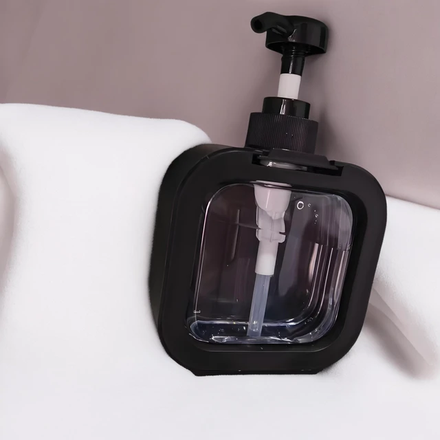 Alt view image 6 of 6 - Hand Soap Dispenser Bathroom, Shower Soap Dispenser Wall Mounted, Dish Dispenser for Kitchen, Shampoo and Conditioner Dispenser with Pump and Labels (Black)