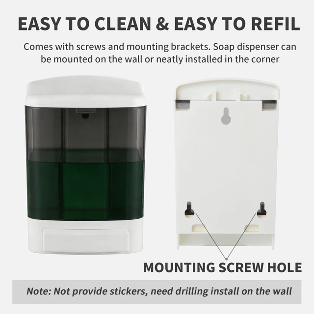 Alt view image 6 of 7 - Manual Soap Dispenser 33oz Wall Mount Commercial Hand Soap Dispenser for Bathroom, Kitchen, Refillable Shampoo & Conditioner Dispenser for Liquid Gel
