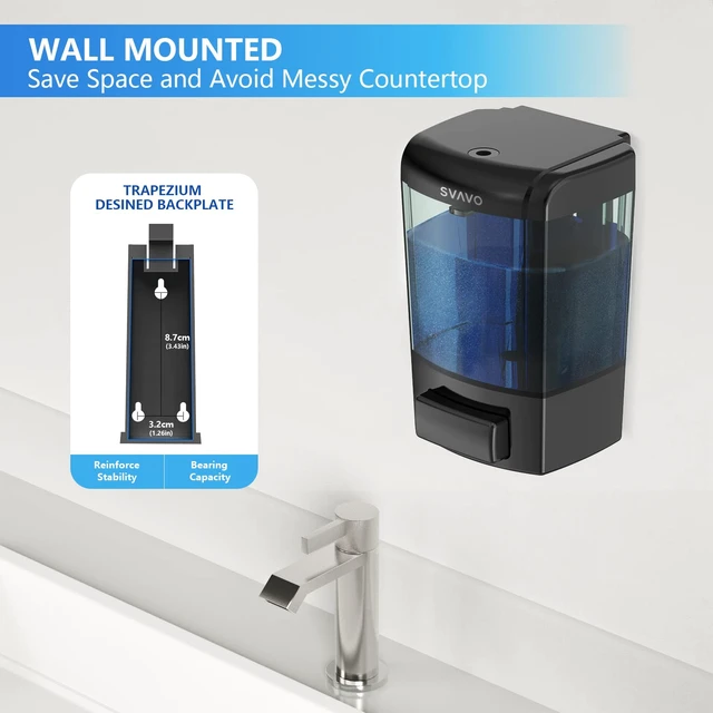 Alt view image 2 of 7 - Wall Mounted Soap Dispenser Kitchen Bathroom Manual Soap Dispenser Refillable Hand soap Dispenser for Liquid Contianers Shampoo Gel Chamber for Household Commerical 23.7oz (700ml) ABS