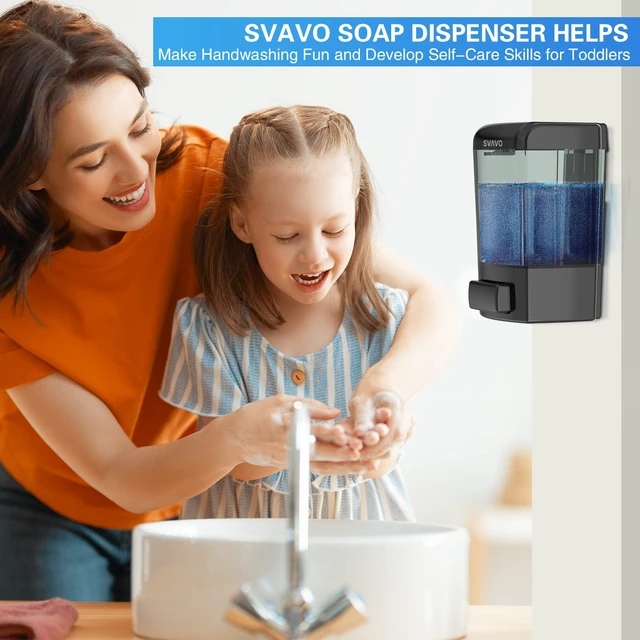 Alt view image 5 of 7 - Wall Mounted Soap Dispenser Kitchen Bathroom Manual Soap Dispenser Refillable Hand soap Dispenser for Liquid Contianers Shampoo Gel Chamber for Household Commerical 23.7oz (700ml) ABS