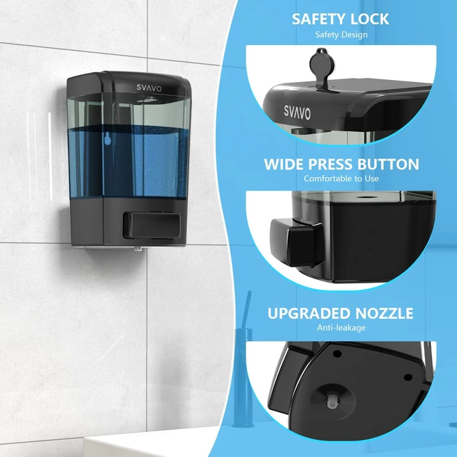 Alt view image 7 of 7 - Wall Mounted Soap Dispenser Kitchen Bathroom Manual Soap Dispenser Refillable Hand soap Dispenser for Liquid Contianers Shampoo Gel Chamber for Household Commerical 23.7oz (700ml) ABS