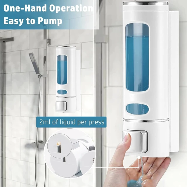 Alt view image 3 of 6 - Single Wall Mounted Hand Soap Dispenser, 13.5oz/400ml White Shower Pump | Clear Refillable Liquid Lotion Soap Dispenser, Gel Container Shower Pump Dispenser and Organizer for Bathroom Kitchen