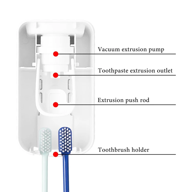 Alt view image 3 of 6 - 2 Slot Toothbrush Holder and Toothpaste Dispenser Wall Mounted, Automatic Toothpaste Squeezer, 2 in 1 Tooth Brush Toothpaste Organizer for Shower (Clear)
