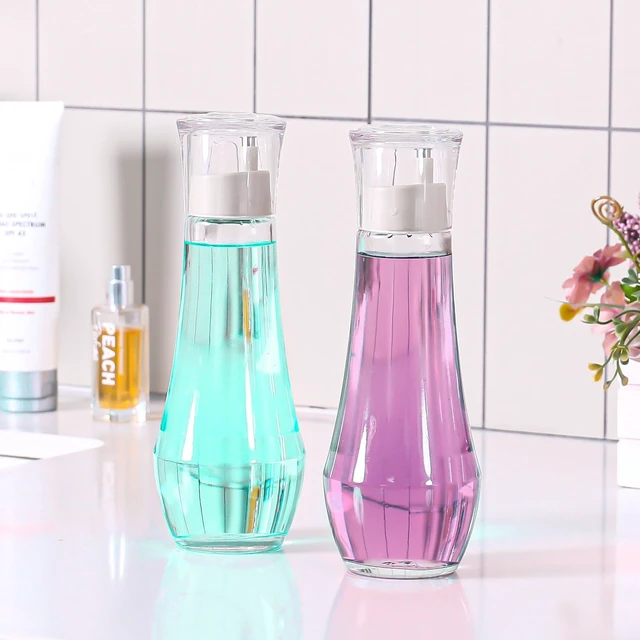 Alt view image 5 of 6 - Mouthwash Dispenser For Bathroom, Glass Mouth Wash Dispensers With Cup, Mouthwash Container Bottle Holder For Adults/Kid, 8.8 OZ, Set Of 2