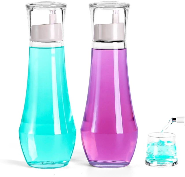 Main image of Mouthwash Dispenser For Bathroom, Glass Mouth Wash Dispensers With Cup, Mouthwash Container Bottle Holder For Adults/Kid, 8.8 OZ, Set Of 2