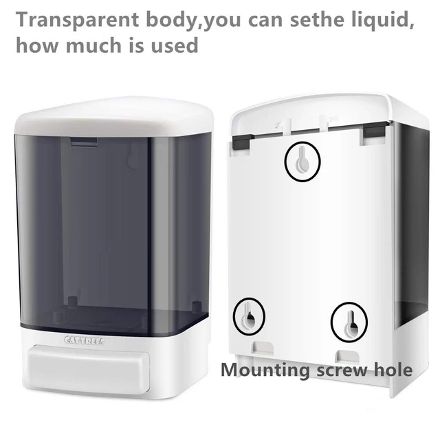 Alt view image 5 of 7 - Manual Soap Dispenser Kitchen Bathroom 33.8oz/1000ml Wall Mounted Hand Commercial Soap Dispenser for Liquid Containers Shampoo Gel Chamber Plastic (Black)