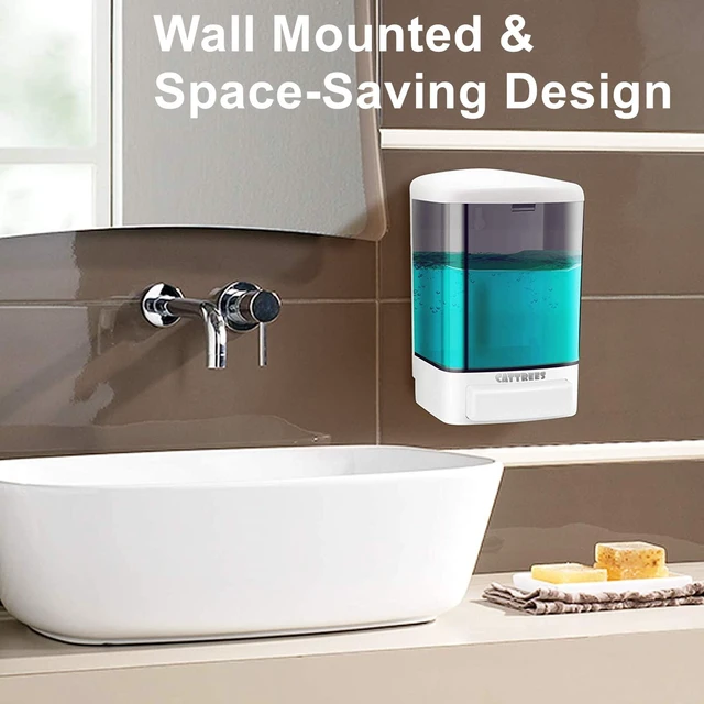 Alt view image 4 of 7 - Manual Soap Dispenser Kitchen Bathroom 33.8oz/1000ml Wall Mounted Hand Commercial Soap Dispenser for Liquid Containers Shampoo Gel Chamber Plastic (Black)
