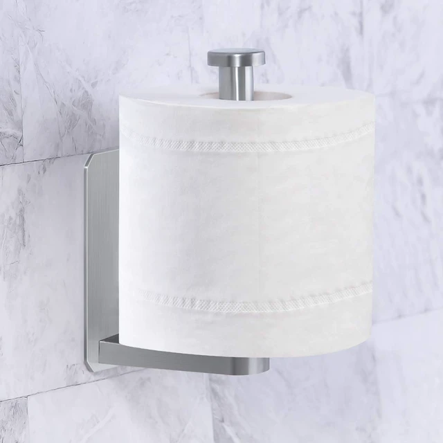 Alt view image 2 of 7 - Toilet Paper Holder Self Adhesive Kitchen Washroom Adhesive Toilet Roll Holder No Drilling for Bathroom Stick on Wall Stainless Steel Brushed