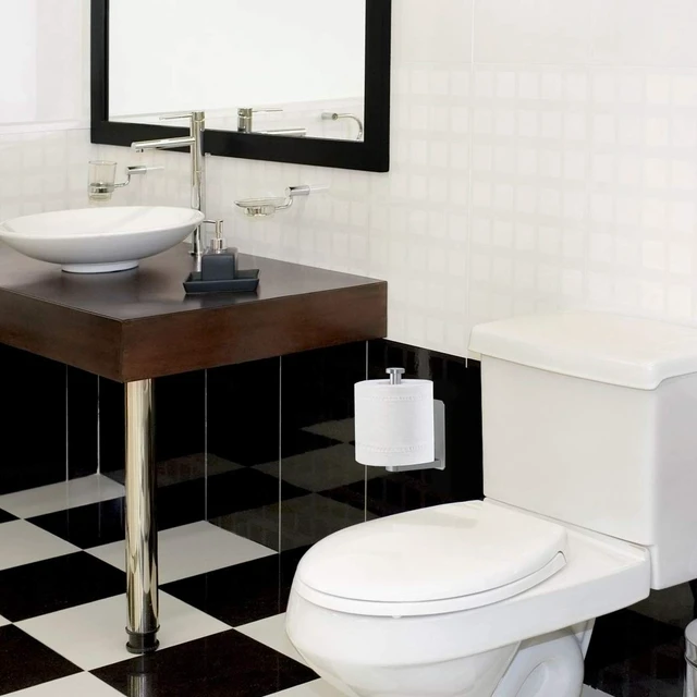 Alt view image 3 of 7 - Toilet Paper Holder Self Adhesive Kitchen Washroom Adhesive Toilet Roll Holder No Drilling for Bathroom Stick on Wall Stainless Steel Brushed
