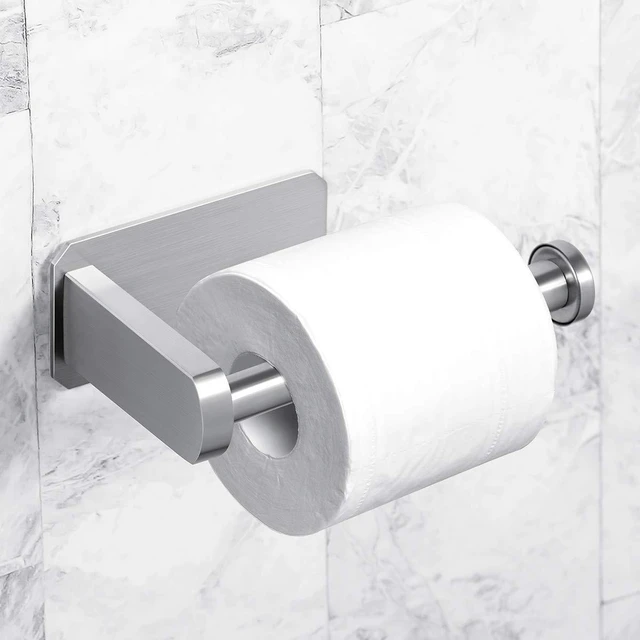 Alt view image 4 of 7 - Toilet Paper Holder Self Adhesive Kitchen Washroom Adhesive Toilet Roll Holder No Drilling for Bathroom Stick on Wall Stainless Steel Brushed