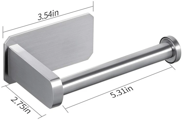 Alt view image 7 of 7 - Toilet Paper Holder Self Adhesive Kitchen Washroom Adhesive Toilet Roll Holder No Drilling for Bathroom Stick on Wall Stainless Steel Brushed