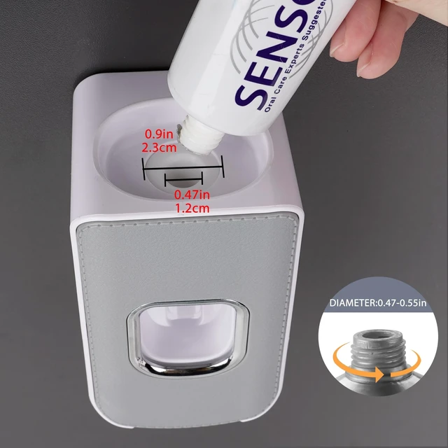 Alt view image 2 of 7 - 2 Slot Plastic Toothbrush Holder and Toothpaste Dispenser Wall Mounted, Automatic Toothpaste Squeezer, 2 in 1 Tooth Brush Toothpaste Organizer for Shower (Grey)