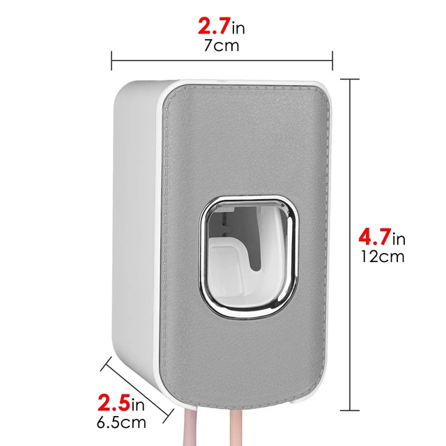 Alt view image 4 of 7 - 2 Slot Plastic Toothbrush Holder and Toothpaste Dispenser Wall Mounted, Automatic Toothpaste Squeezer, 2 in 1 Tooth Brush Toothpaste Organizer for Shower (Grey)