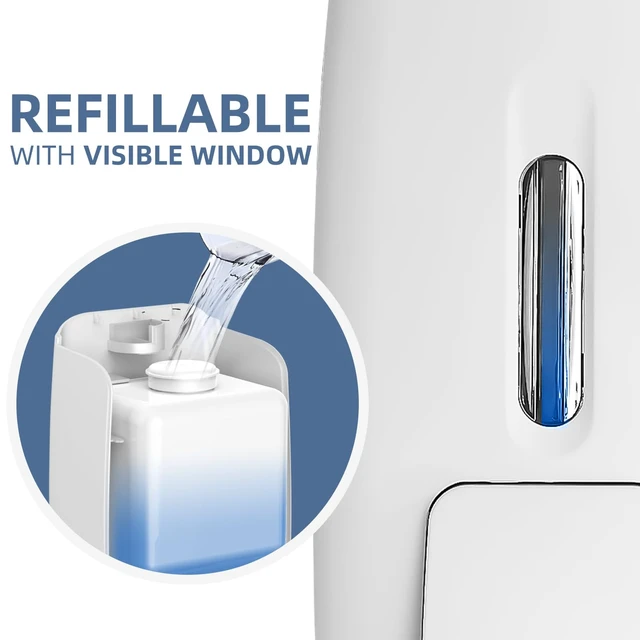 Alt view image 7 of 7 - Soap Dispenser Wall Mount 28oz Commercial Hand Soap Dispenser for Bathroom Liquid Gel Hand Sanitizer Dispenser No Drilling White