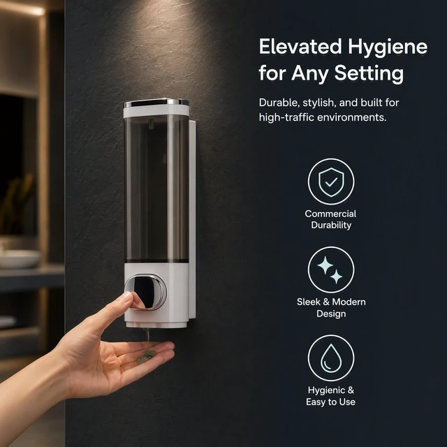 Alt view image 4 of 7 - Wall Mount Soap Dispenser 300ml, Shampoo & Body Wash Pump for Bathroom | Durable ABS, leak-proof pump, wall-mounted space saver, 300ml clear bottle, easy refill, for shower, kitchen, hotel, Brown