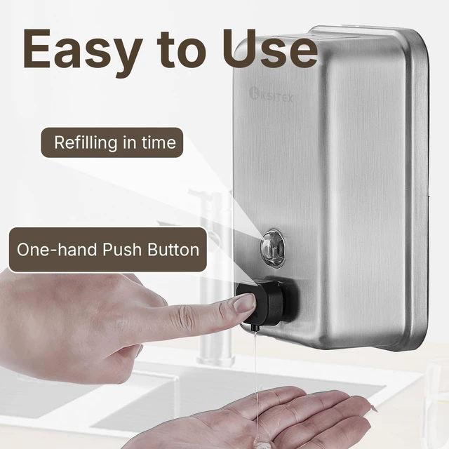 Alt view image 5 of 7 - SUS304 Stainless Steel Soap Dispenser Wall Mounted,37oz | Commercial Hand Soap Dsipenser 1100ML, Manual Anti-Leak Pump Liquid Soap Dispenser, Rust-Proof Lining Dispenser