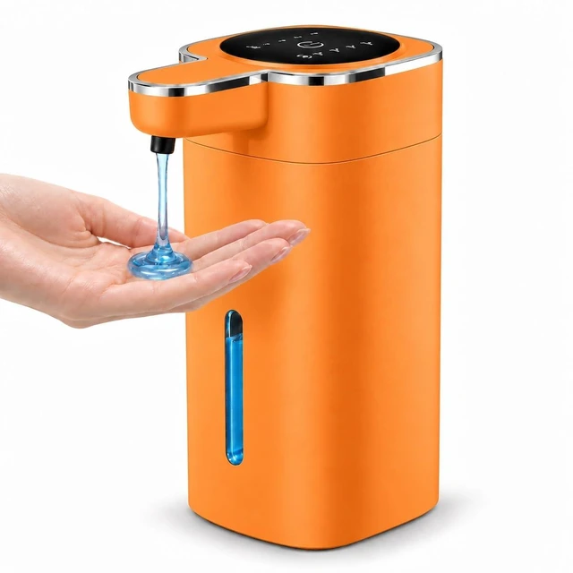 Main image of Automatic Liquid Soap Dispenser Touchless, USB Rechargeable (Orange) | 14.2 oz Automatic Soap Dispenser, 4 Adjustable Levels, Touchless Hand Soap Dispenser for Bathroom and Kitchen Sink