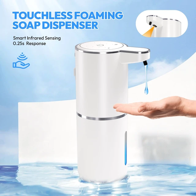 Alt view image 7 of 7 - Automatic Soap Dispenser Touchless,Liquid Hand Soap Dispenser 12.8oz USB 4levels Adjustable Dispenser Electric Wall Mounted Smart for Bathroom and Kitchen Dish SoapEasy for Toddlers(White)