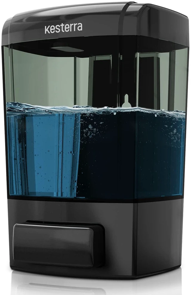 Main image of Manual Soap Dispenser, 23.7oz/700ml Wall Mount Soap Dispenser, Large Capacity Kitchen Bathroom Hand Soap Pump, Commercial Refillable Shampoo Shower Gel Lotion Dispenser, Black
