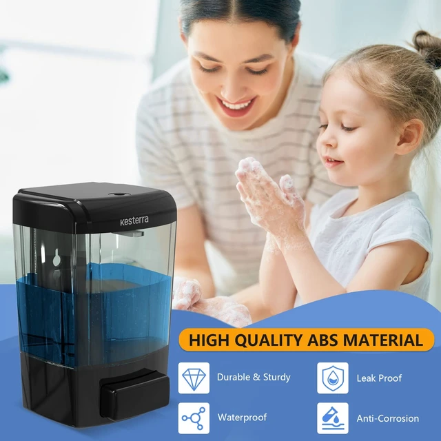 Alt view image 2 of 7 - Manual Soap Dispenser, 23.7oz/700ml Wall Mount Soap Dispenser, Large Capacity Kitchen Bathroom Hand Soap Pump, Commercial Refillable Shampoo Shower Gel Lotion Dispenser, Black