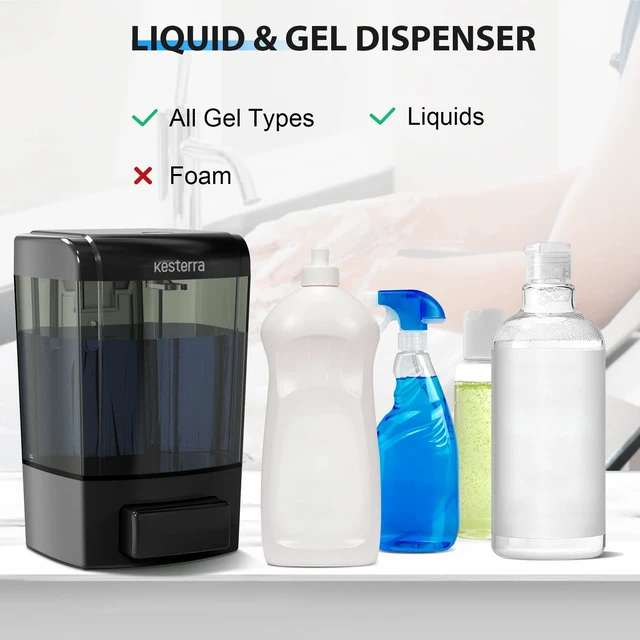 Alt view image 6 of 7 - Manual Soap Dispenser, 23.7oz/700ml Wall Mount Soap Dispenser, Large Capacity Kitchen Bathroom Hand Soap Pump, Commercial Refillable Shampoo Shower Gel Lotion Dispenser, Black