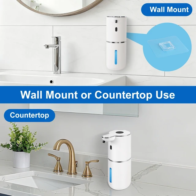 Alt view image 5 of 7 - Automatic Soap Dispenser, Hand Soap Dispenser 12.8oz/380ml Smart Rechargeable, Liquid Touchless Soap Dispensers with 6-Level, Wall Mounted or Countertop Dish Soap Dispensing for Bathroom & Kitchen